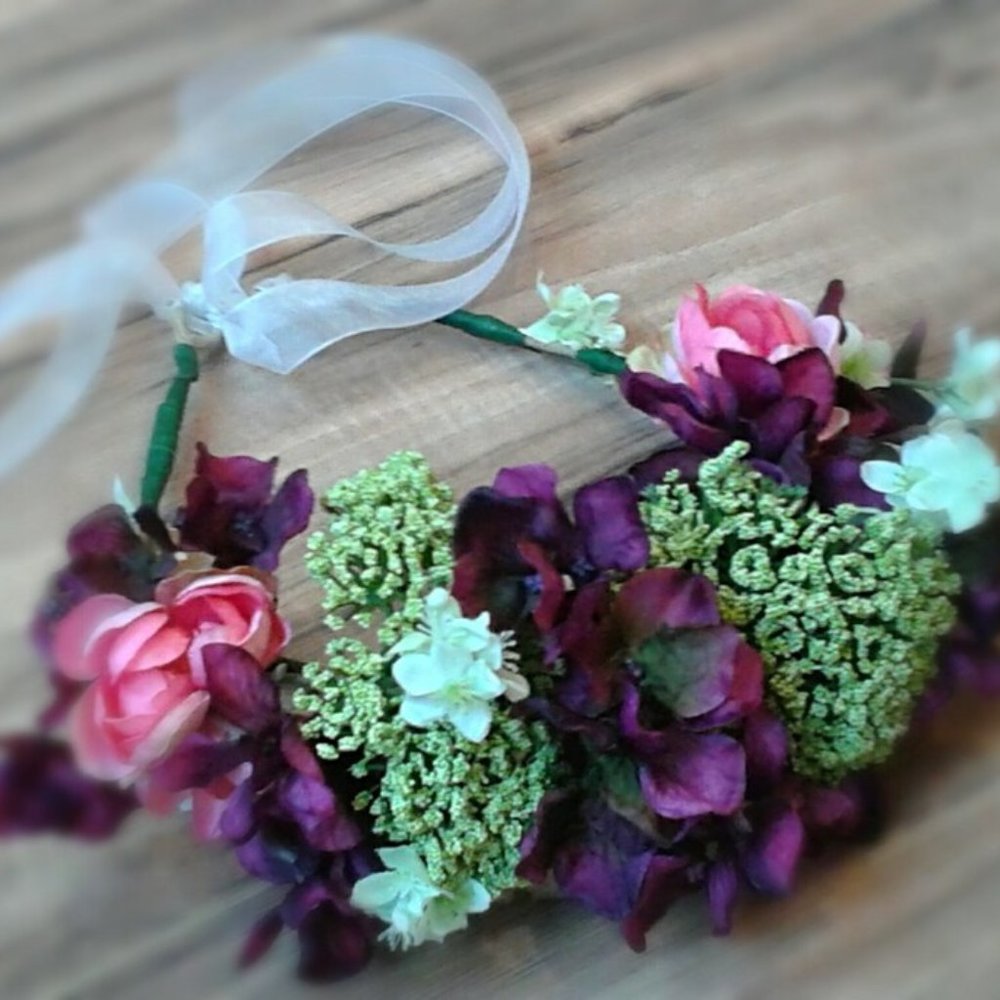 Boho Floral Flower Crown Bridesmaid Bridal Tiara Elven Fairy Wedding